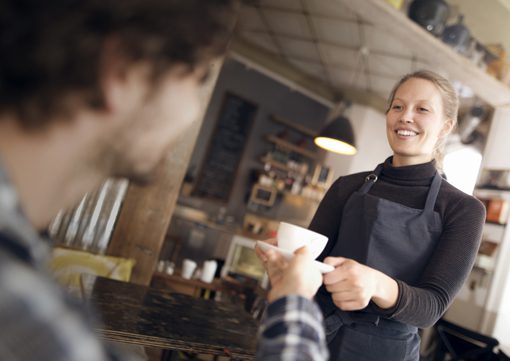 Wiley Insurance waitress serving coffee